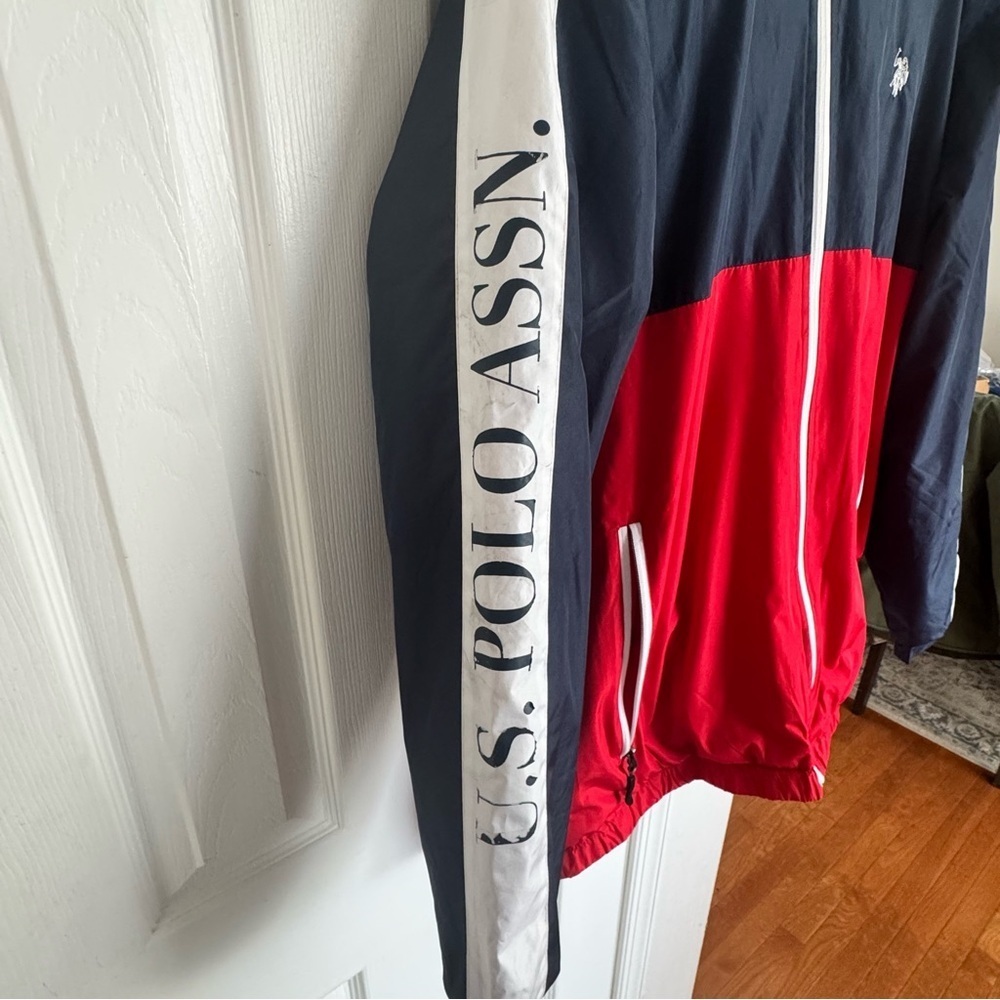 USPA polar fleece men’s Large classic navy jacket Preowned Please Read descript - Picture 3 of 14